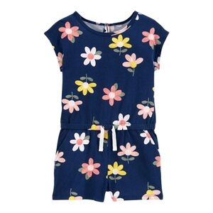Carter's Navy Blue Floral Jersey Romper - Size 8
